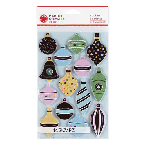 Martha Stewart Crafts - Wonderland Collection - Christmas - 3 Dimensional Stickers with Glitter and Foil Accents - Ornaments
