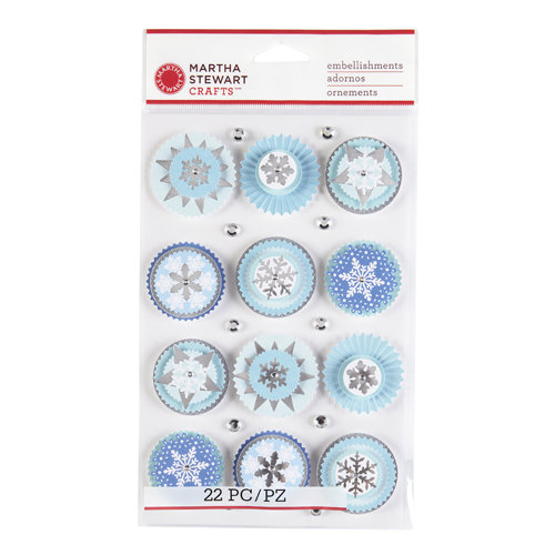 Martha Stewart Crafts - Wonderland Collection - Christmas - 3 Dimensional Stickers with Gem and Glitter Accents - Snowflake