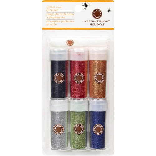 Martha Stewart Crafts - Halloween - Classic Glitter Embellishment Variety - 6 Piece Set with Glue