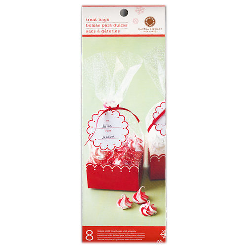 Martha Stewart Crafts - Holiday - Cellophane Bags - Red Scallop with Tags, BRAND NEW