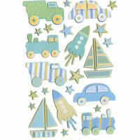 Martha Stewart Crafts - 3 Dimensional Glittered Stickers - Truck Car and Rocket, CLEARANCE