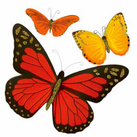 Martha Stewart Crafts - 3 Dimensional Stickers with Glitter Accents - Butterfly - Red and Orange, CLEARANCE