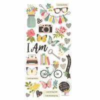 Simple Stories - I Am Collection - Chipboard Stickers with Foil Accents