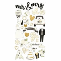 Simple Stories - Always and Forever Collection - Chipboard Stickers with Foil Accents