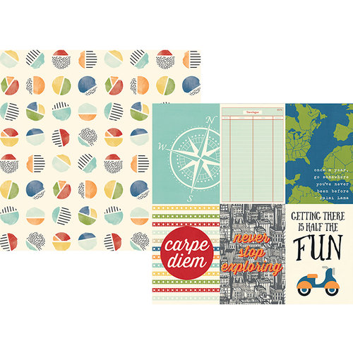 Simple Stories - Travel Notes Collection - 12 x 12 Double Sided Paper - 4 x 6 Vertical Elements