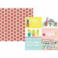Simple Stories - Hello Summer Collection - 12 x 12 Double Sided Paper - 4 x 6 Horizontal Elements
