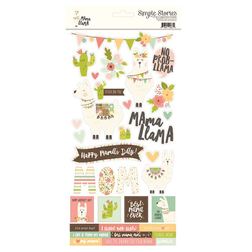 Simple Stories - Mama Llama Collection - Cardstock Stickers