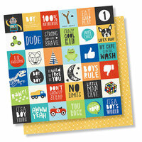 Simple Stories - Lil' Dude Collection - 12 x 12 Double Sided Paper - 2 x 2 Elements