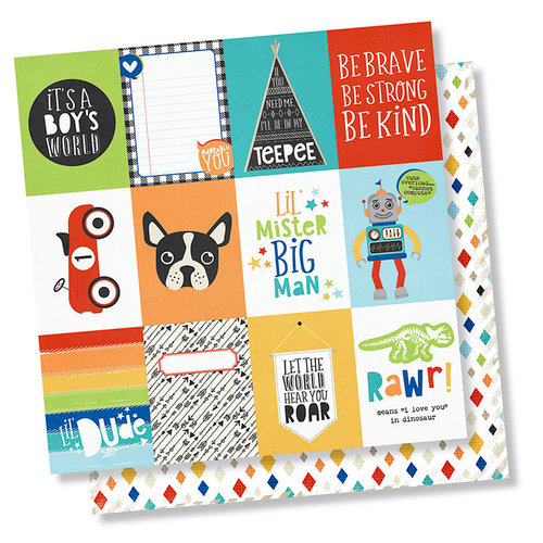 Simple Stories - Lil' Dude Collection - 12 x 12 Double Sided Paper - 3 x 4 Elements