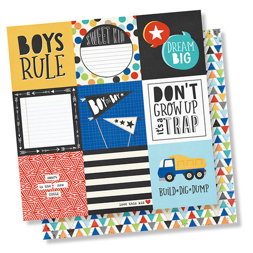 Simple Stories - Lil' Dude Collection - 12 x 12 Double Sided Paper - 4 x 4 Elements