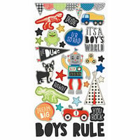 Simple Stories - Lil' Dude Collection - Chipboard Stickers