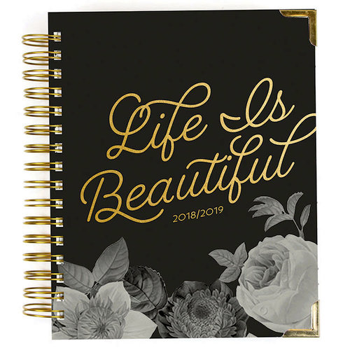 Carpe Diem - Beautiful Collection - 17 Month Weekly Spiral Planner with Gold Foil Accents - Aug. 2018 to Dec. 2019