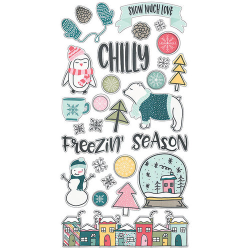 Simple Stories - Freezin' Season Collection - Chipboard Stickers