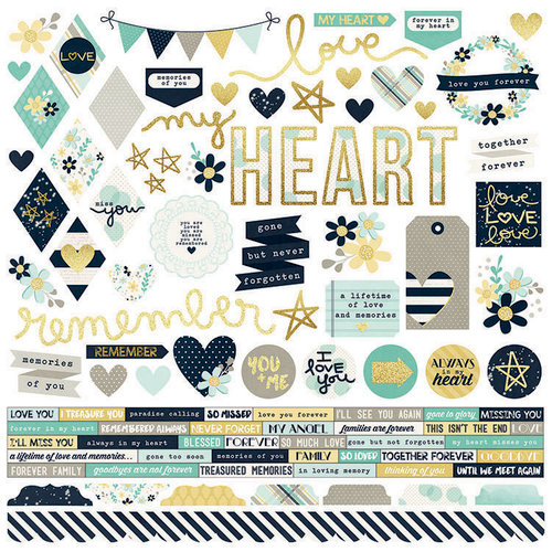 Simple Stories - Heart Collection - 12 x 12 Cardstock Stickers - Combo