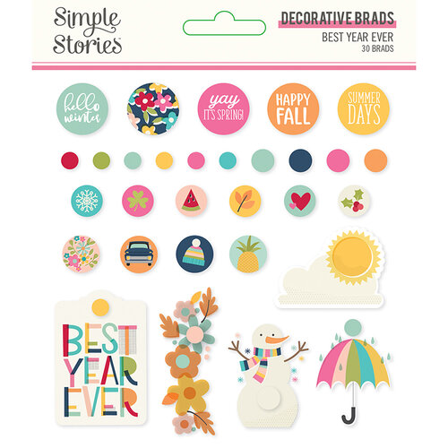Simple Stories - Best Year Ever Collection - Decorative Brads