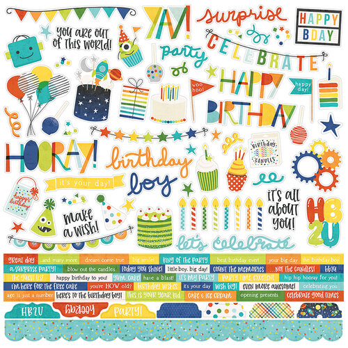 Simple Stories - Birthday Blast Collection - 12 x 12 Cardstock Stickers - Combo