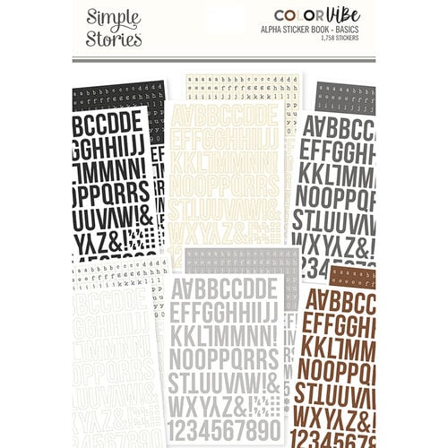 Simple Stories - Color Vibe Collection - Sticker Book - Alpha - Basics