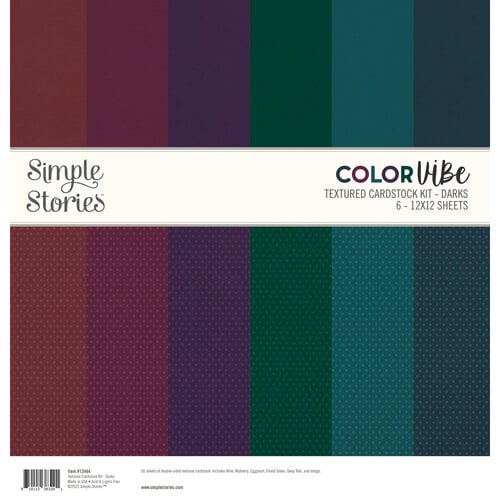 Simple Stories - Color Vibe Collection - 12 x 12 Textured Cardstock Kit - Darks
