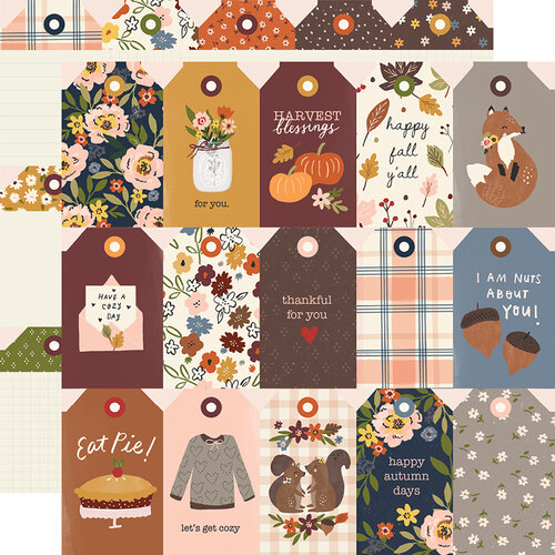 Simple Stories - Cozy Days Collection - 12 x 12 Double Sided Paper - Tags