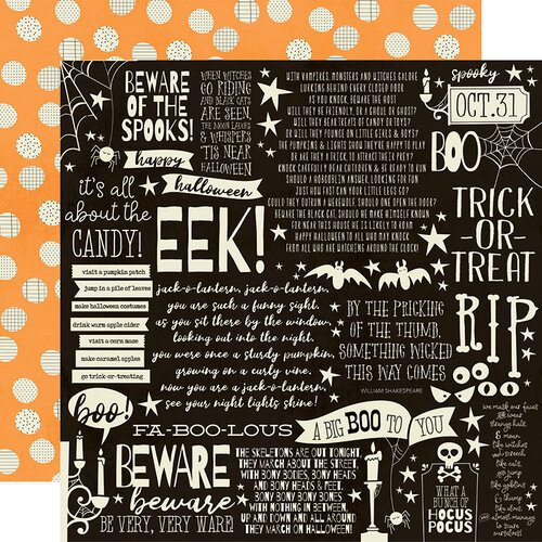 Simple Stories - Boo Crew Collection - 12 x 12 Double Sided Paper - Cast a Spell