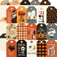 Simple Stories - Boo Crew Collection - 12 x 12 Double Sided Paper - Tags