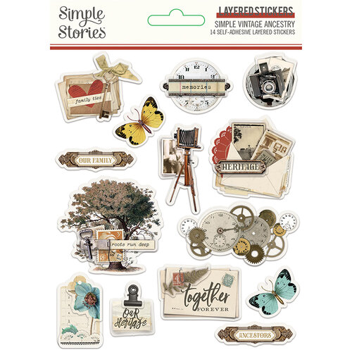 Simple Stories - Simple Vintage Ancestry Collection - Layered Stickers