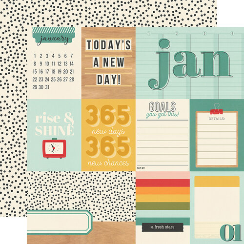 Simple Stories - Hello Today Collection - 12 x 12 Double Sided Paper - January