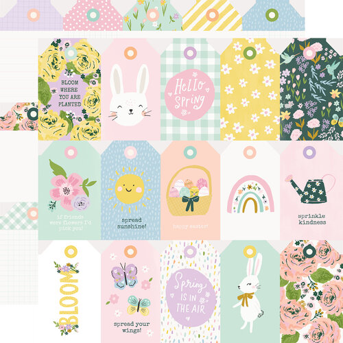 Simple Stories - Bunnies and Blooms Collection - 12 x 12 Double Sided Paper - Tags