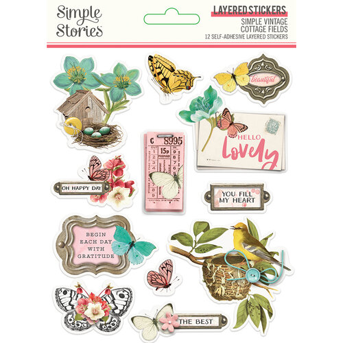 Simple Stories - Simple Vintage Cottage Fields Collection - Layered Stickers