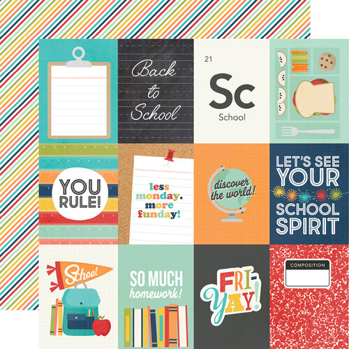 Simple Stories - School Life Collection - 12 x 12 Double Sided Paper - 3 x 4 Elements