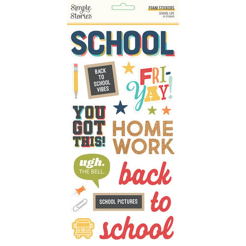 Simple Stories - School Life Collection - Foam Stickers