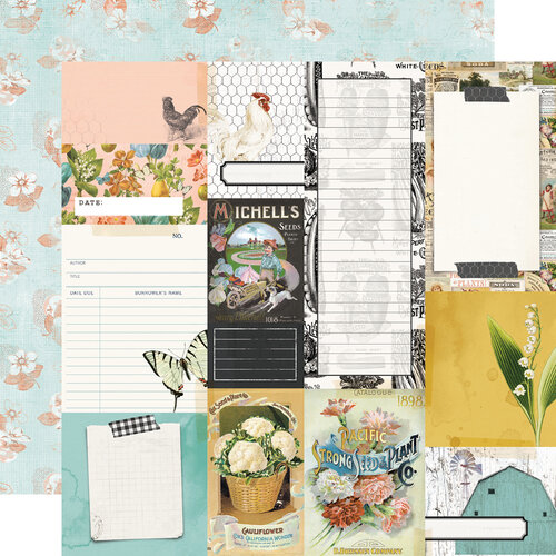 Simple Stories - Simple Vintage Farmhouse Garden Collection - 12 x 12 Double Sided Paper - Journal Elements