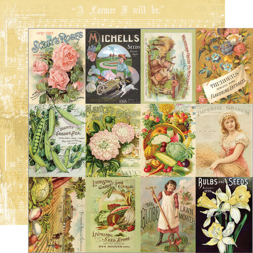 Simple Stories - Simple Vintage Farmhouse Garden Collection - 12 x 12 Double Sided Paper - 3 x 4 Seed Packet Elements