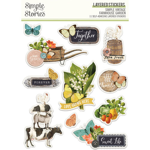 Simple Stories - Simple Vintage Farmhouse Garden Collection - Layered Stickers