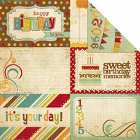 Memory Works - Simple Stories - Happy Day Collection - 12 x 12 Double Sided Paper - Journaling Card Elements 1