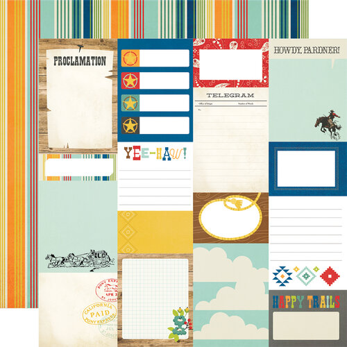 Simple Stories - Howdy! Collection - 12 x 12 Double Sided Paper - Journal Elements