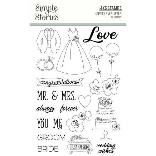 Simple Stories - Happily Ever After Collection - Clear Photopolymer Stamps