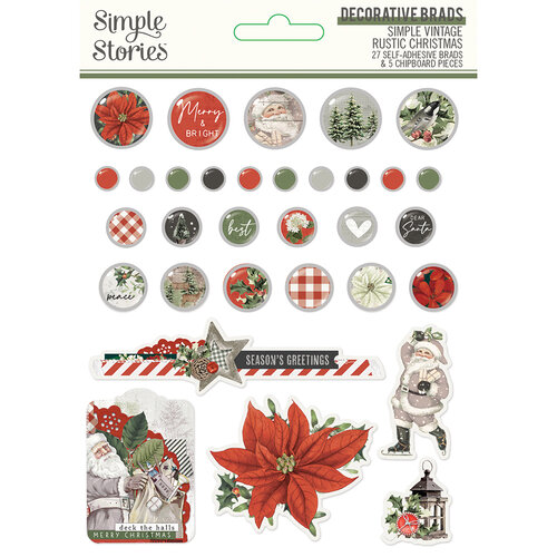 Simple Stories - Simple Vintage Rustic Christmas Collection - Decorative Brads