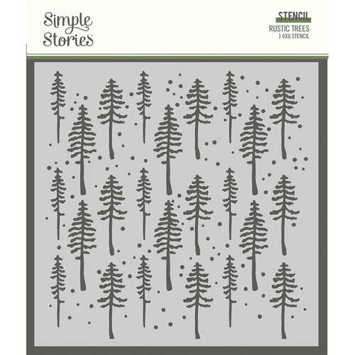 Simple Stories - Simple Vintage Rustic Christmas Collection - 6 x 6 Stencil - Rustic Trees