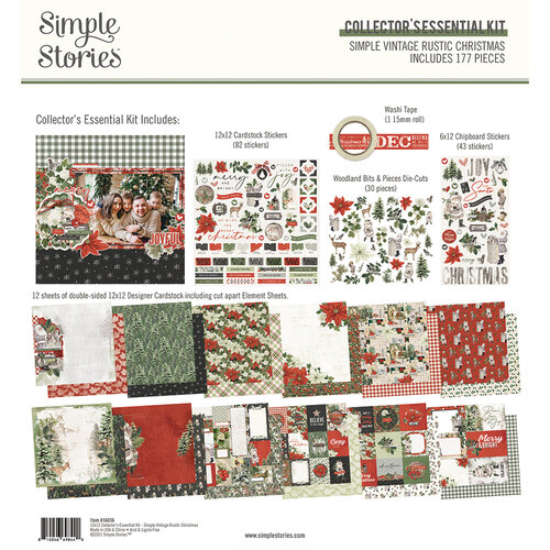 Simple Stories - Simple Vintage Rustic Christmas Collection - 12 x 12 Collector's Essential Kit