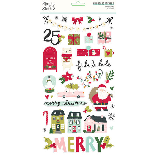 Simple Stories - Holly Days Collection - Christmas - 6 x 12 Chipboard Stickers