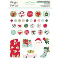 Simple Stories - Holly Days Collection - Christmas - Decorative Brads