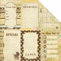Simple Stories - Baby Steps Collection - 12 x 12 Double Sided Paper - Vertical Journaling Card Elements
