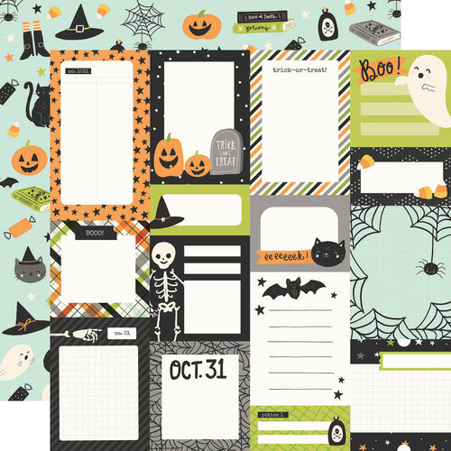 Simple Stories - Spooky Nights Collection - Halloween - 12 x 12 Double Sided Paper - Journal Elements