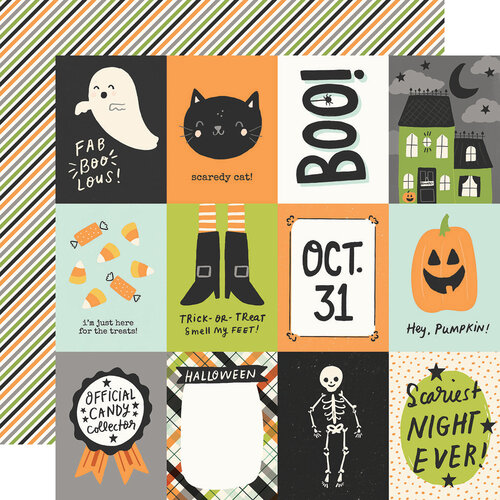 Simple Stories - Spooky Nights Collection - Halloween - 12 x 12 Double Sided Paper - 3 x 4 Elements