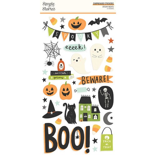 Simple Stories - Spooky Nights Collection - Halloween - 6 x 12 Chipboard Stickers