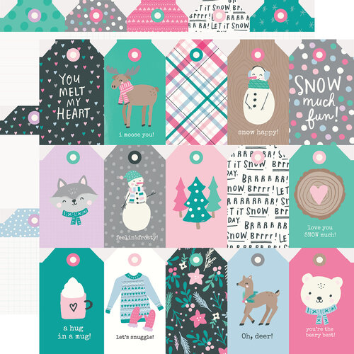 Simple Stories - Feelin' Frosty Collection - 12 x 12 Double Sided Paper - Tags