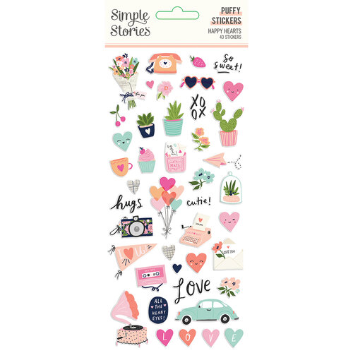 Simple Stories - Happy Hearts Collection - Puffy Stickers