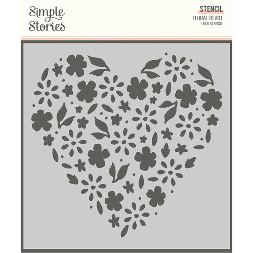 Simple Stories - Happy Hearts Collection - 6 x 6 Stencil - Floral Heart