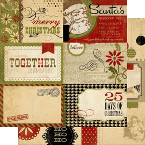 Memory Works - Simple Stories - 25 Days of Christmas Collection - 12 x 12 Double Sided Paper - Journaling Card Elements 1